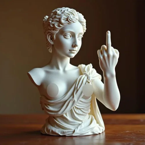 Vista 7 de Venus con estatua de actitud, figura de resina de dedo medio sin complejos, decoración de arte moderno atrevida para el hogar y la oficina, estatua