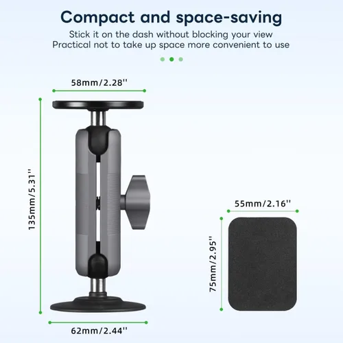Vista 8 de FANAUE SC-03T9 - Soporte de coche compatible con cabezal de bola de tamaño B, soporte magnético para salpicadero, parabrisas y otros accesorios