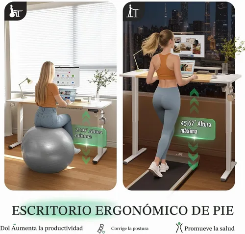 Vista 5 de SIAGO - Escritorio eléctrico de pie ajustable de 48 x 24 pulgadas, para estar sentado o de pie, con gestión de cables - Mesa ajustable en altura