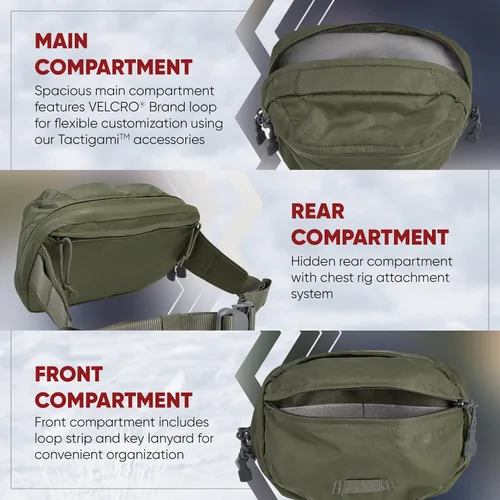 Vista 3 de Vertx Cangurera táctica para hombre, con cintura táctica de 2 l, para viajes, CCW, EDC