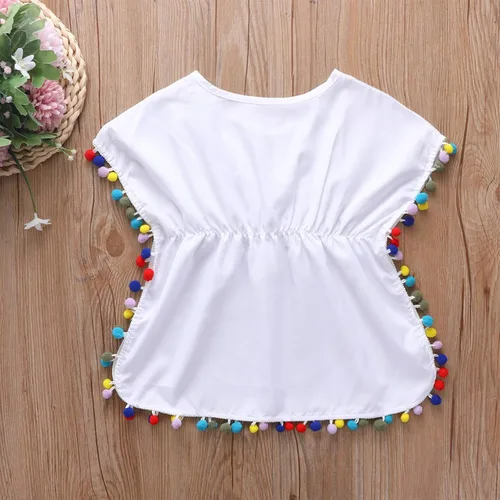 Vista 5 de Traje de baño para niña con borlas, vestido de playa con pompones, ropa de verano