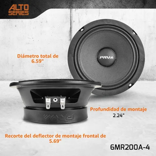 Vista 4 de PRV AUDIO Altavoz de rango medio poco profundo de 6.5 pulgadas, 6MR200A-4, 200 vatios, altavoz delgado de audio para automóvil de montaje poco