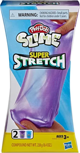 Vista 2 de Play-Doh Slime Super Stretch - Paquete de 2 unidades para niños de 3 años en adelante, morado y azul