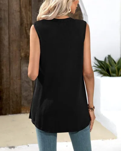 Vista 5 de Spadehill Camisetas sin mangas de gasa con cuello en V para mujer