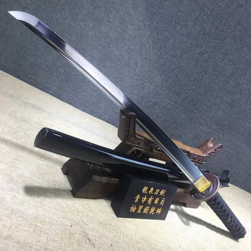 Vista 7 de Katana corta hecha a mano japonesa Wakizashi Samurai Espada T10 Acero Arcilla Templada Hoja