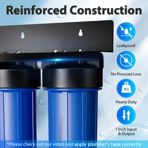 Vista 3 de iSpring Sistema de filtro de agua de 2 etapas para toda la casa con paquete de filtro de repuesto para sedimentos, cloro y más