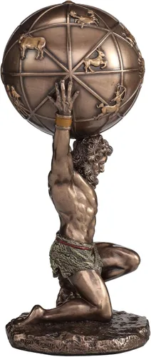 Vista 5 de Veronese Design 5 1/2 pulgadas Atlas The Titan Who Hold The Sky Escultura Resina Escultura Acabado en Bronce Fundido en Frío