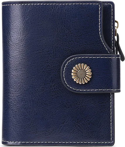 Vista 11 de FALAN MULE Cartera pequeña para mujer, de piel, plegable, compacta, pequeña, con bloqueo RFID, amarillo, antiguo (Antique Yellow), Cartera Rfid