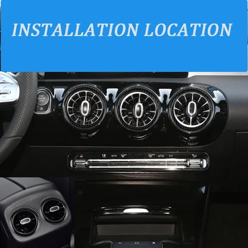 Vista 2 de Adhesivo decorativo para aire acondicionado de automóvil, color azul, para automóvil, compatible con Mercedes Benz A B GLB CLA GLA W177 W247 X247