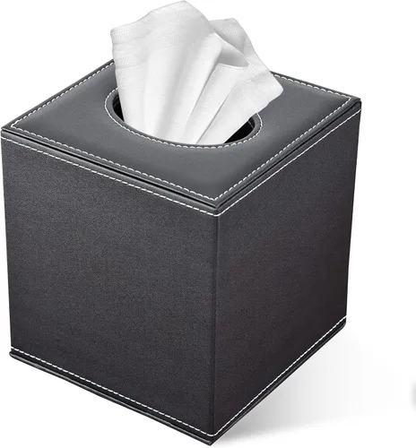 Vista 8 de Cubierta de caja de pañuelos, soporte de caja de pañuelos de cuero PU Rectangular Box Covers para el hogar/oficina/decoración del coche 9.84 "X5.23