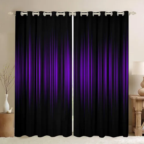 Vista 18 de Feelyou Cortinas de videojuegos negro y gris para niños, dormitorio, música, audífonos, notas, cortinas de ventana, para niños, adolescentes