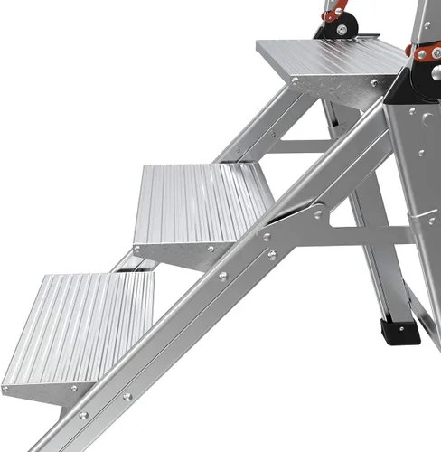 Vista 13 de Escaleras Little Giant Jumbo Step, taburete plegable de 3 pasos, 2.2 pies de aluminio, con plataforma, pasamanos y bandeja para herramientas