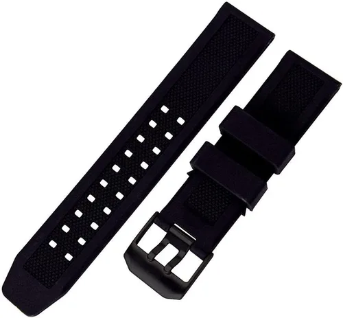 Vista 5 de Correa de reloj de silicona de goma de 0.906 in con cierre de doble punta negro/plateado para Luminox 3050 8800 y 3950 Series - Luminox Navy Seal