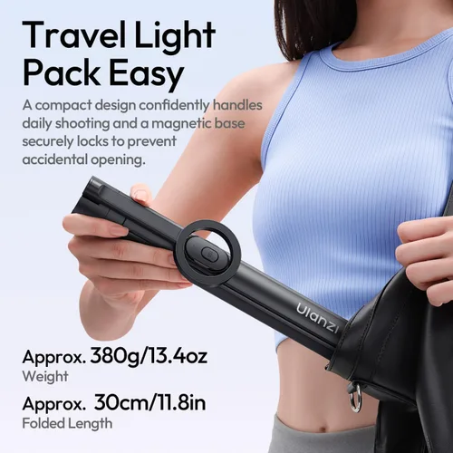 Vista 6 de ULANZI - Trípode magnético para teléfono de 71 pulgadas, apertura y cierre automático para selfie con control remoto N52 Strong Magnetism, 4-Leg