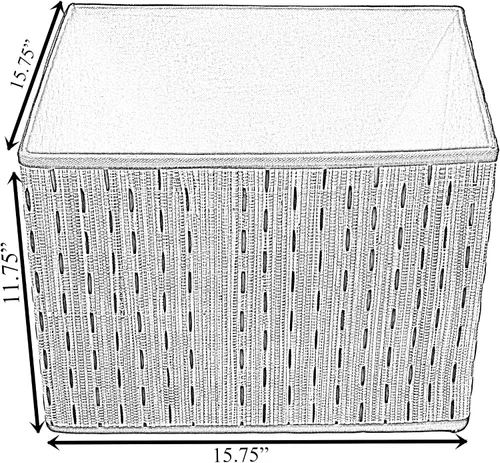 Vista 4 de Vintiquewise Caja de almacenamiento decorativa plegable beige con tapa, organizador grande de suéteres para armario, bonito contenedor