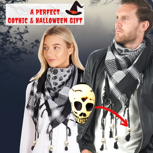 Vista 19 de LOVARZI Shemagh Cottons Arab Keffiyeh - Bufanda militar táctica para cabeza y cuello