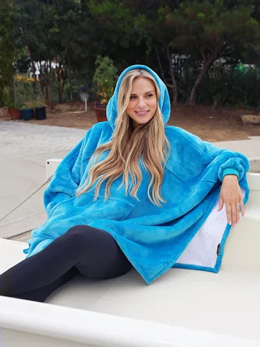 Vista 2 de Tirrinia Manta con capucha de gran tamaño, sudadera con manga de murciélago, acogedora manta Sherpa enorme regalo para mujeres adultas