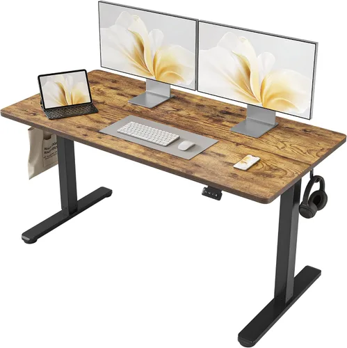 Vista 10 de FAMISKY Escritorio eléctrico de pie, escritorio de altura ajustable de 40 x 24 pulgadas, ergonómico para oficina en casa, estación de trabajo