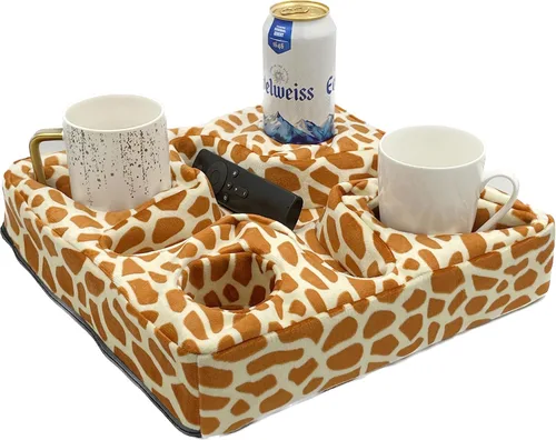 Vista 9 de Almohada para sofá y cama, bandeja de refrigerio de sofá para bebidas/control remoto/soporte para aperitivos (beige)
