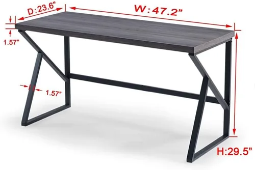 Vista 2 de HSH Escritorio para oficina en casa, escritorio industrial de metal y madera para computadora para PC, portátil, trabajo, escritura, estudio