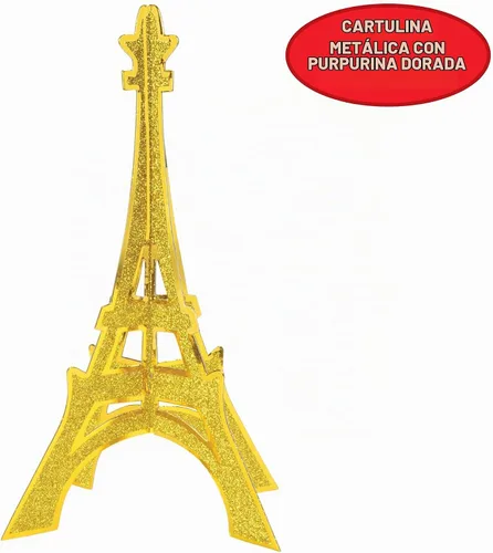 Vista 3 de Accesorio de fiesta de la Torre Eiffel 3D con purpurina (1 unidad) (1/paquete)