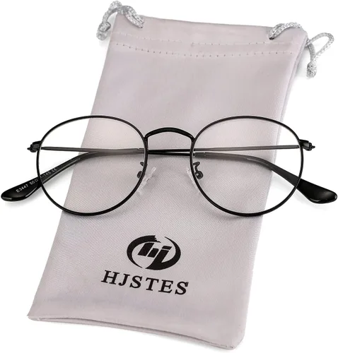 Vista 12 de HJSTES - Gafas redondas con filtro de luz azul para hombres y mujeres, estilo retro, con lente transparente y marco metálico
