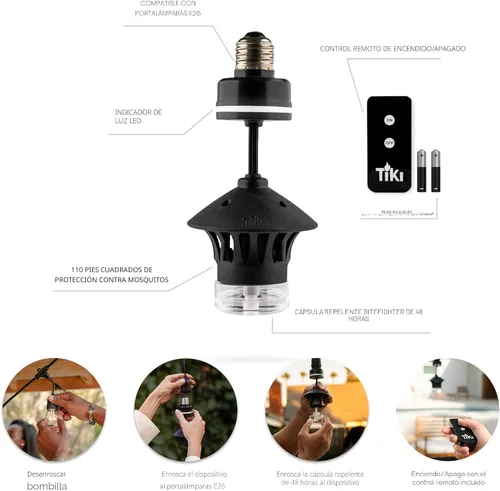 Vista 4 de TIKI BiteFighter - Repelente de mosquitos Plug & Repel para luces de cadena - 48 HR