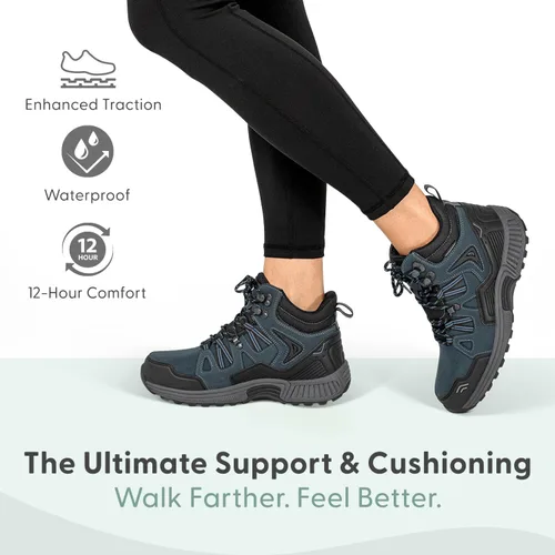 Vista 8 de Orthofeet Botas de senderismo ortopédicas Dakota de cuero para mujer
