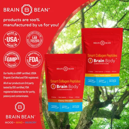 Vista 3 de Brain Body - Péptidos de colágeno en polvo, suplemento vital de proteína y colágeno para mujeres y hombres, hidrolizado tipo I y III para la piel