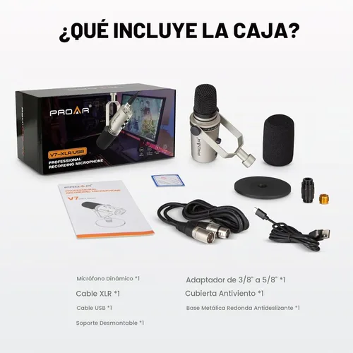 Vista 8 de Micrófono dinámico de podcasting USB/XLR, micrófono USB profesional para juegos para computadora de PC con cancelación de ruido, kit de micrófono
