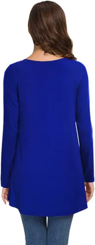 Vista 73 de AWULIFFAN Blusa tipo túnica holgada de manga larga con cuello redondo para mujer