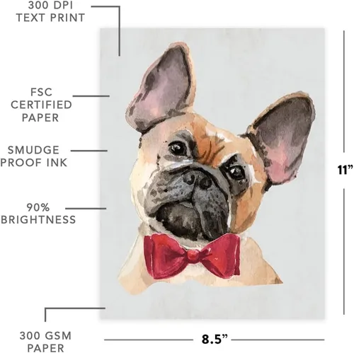 Vista 13 de Andaz Press Póster impreso para pared de perro, 8.5 x 11 pulgadas, Bulldog inglés con gafas negras, 1 paquete, regalo de cumpleaños de Navidad, sin