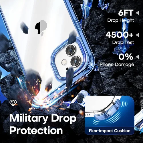 Vista 3 de CANSHN Funda transparente compatible con iPhone 12/iPhone 12 Pro [protección militar contra caídas] [no amarillenta] Funda para teléfono a prueba