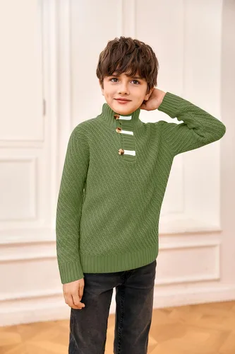 Vista 2 de Suéter de punto Makkrom para niños y bebés, cuello de tortuga, manga larga, informal, cálido, de invierno