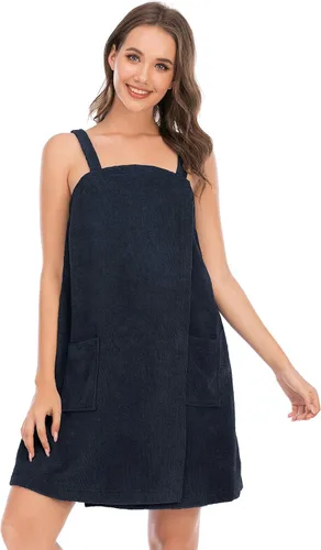Vista 10 de Veseacky Toalla de baño para mujer con bolsillo, bata de spa ajustable y diadema facial