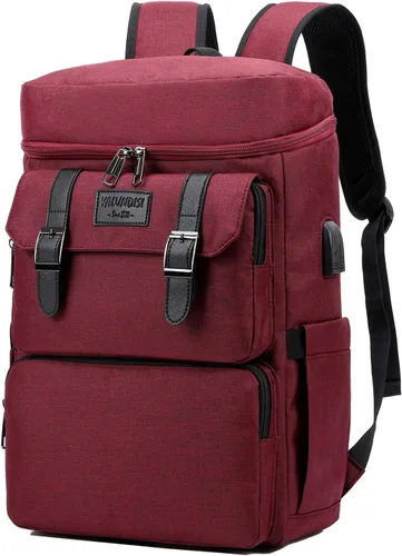 Vista 7 de YALUNDISI Mochila vintage para hombres y mujeres, mochila para laptop, mochila universitaria de 15.6 pulgadas