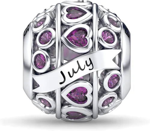 Vista 5 de Dijes de piedra natal de amor con corazón calado para pulseras y collares, plata de ley 925 con circonita cúbica 5A, regalos de joyería para mujeres