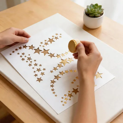 Vista 4 de TIAMECH Plantilla ondulada de estrellas reutilizables A4 para pintar, plantilla de capas de cielo estrellado de varios tamaños, arte de pared