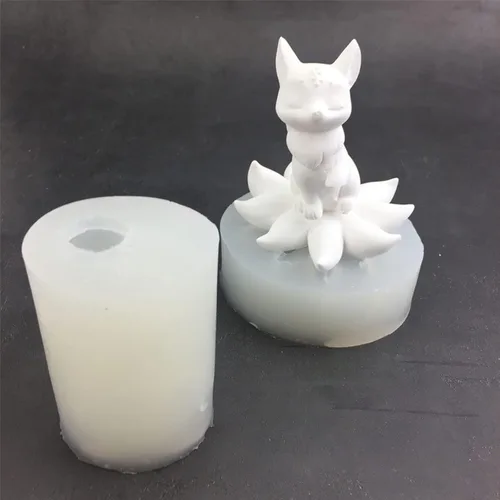 Vista 8 de Molde de resina epoxi con forma de zorros de nueve colas, antiadherente, vela perfumada, molde de silicona, manualidades de yeso, herramienta