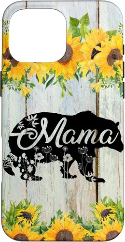 Vista 19 de Mama Bear Rustic Woodgrain Sunflowers Farmhouse Country Mom Case for iPhone 17