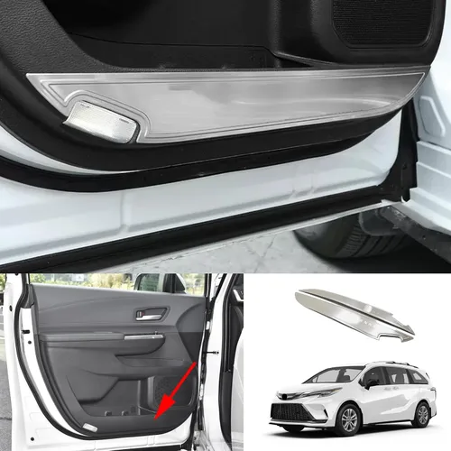 Vista 6 de Accesorios para Toyota Sienna Protector de panel de puerta de automóvil, cubiertas de acero inoxidable, 2 piezas de 2021 2022 2023 2024 (Blcak)