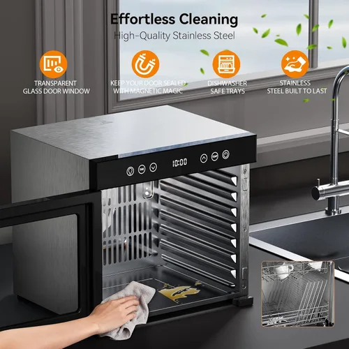 Vista 7 de PSIIDAN Food Dehydrator Machine 8 Trays Stainless Steel 650W Faster Dryer