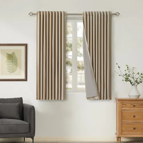 Vista 25 de Cortinas opacas de terciopelo de felpa negras de 63 pulgadas de largo para dormitorio, juego de 2 paneles de forro con bolsillo para barra, pestaña