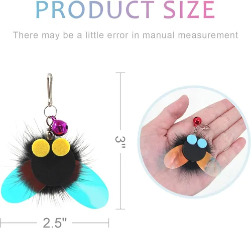 Vista 5 de SONGWAY Recambios de varita de juguete para gatos, 6 piezas de repuesto de juguetes para gatos peludos en forma de insecto, juguetes interactivos
