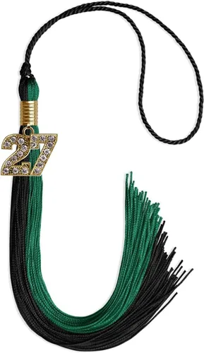 Vista 219 de Endea Graduation Borla de doble color con dije dorado (negro/oro brillante, 2022)
