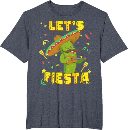 Vista 66 de Cinco De Mayo - Camiseta de regalo con sombrero de cactus Let's Fiesta, Negro, S