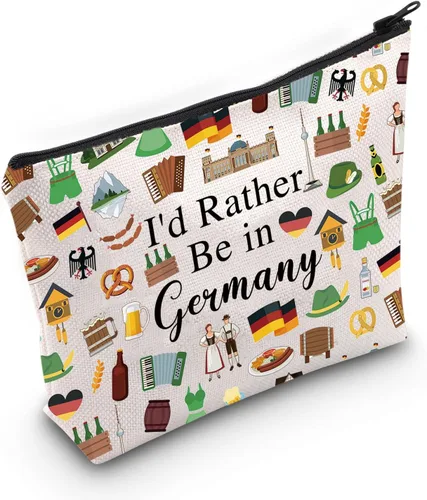Vista 8 de PWHAOO Bolsa de maquillaje de viaje de Alemania, preferiría estar en Alemania, bolsa de cosméticos para vacaciones - Regalo de recuerdo, Más bien