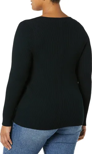 Vista 2 de Tienda Essentials Women's Fine Gauge Stretch Scoop Neck Long-Sleeve Sweater (Available in Plus Size)