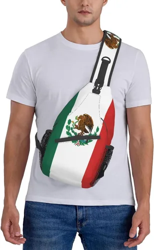 Vista 7 de Bandolera cruzada con bandera de México, mochila de viaje, senderismo, bolsa de hombro unisex para hombres y mujeres, Bandera de México 01