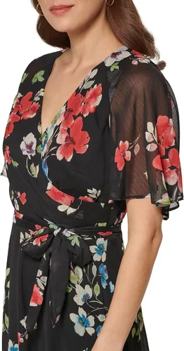 Vista 5 de DKNY Vestido ajustado y acampanado con cuello en V para mujer
